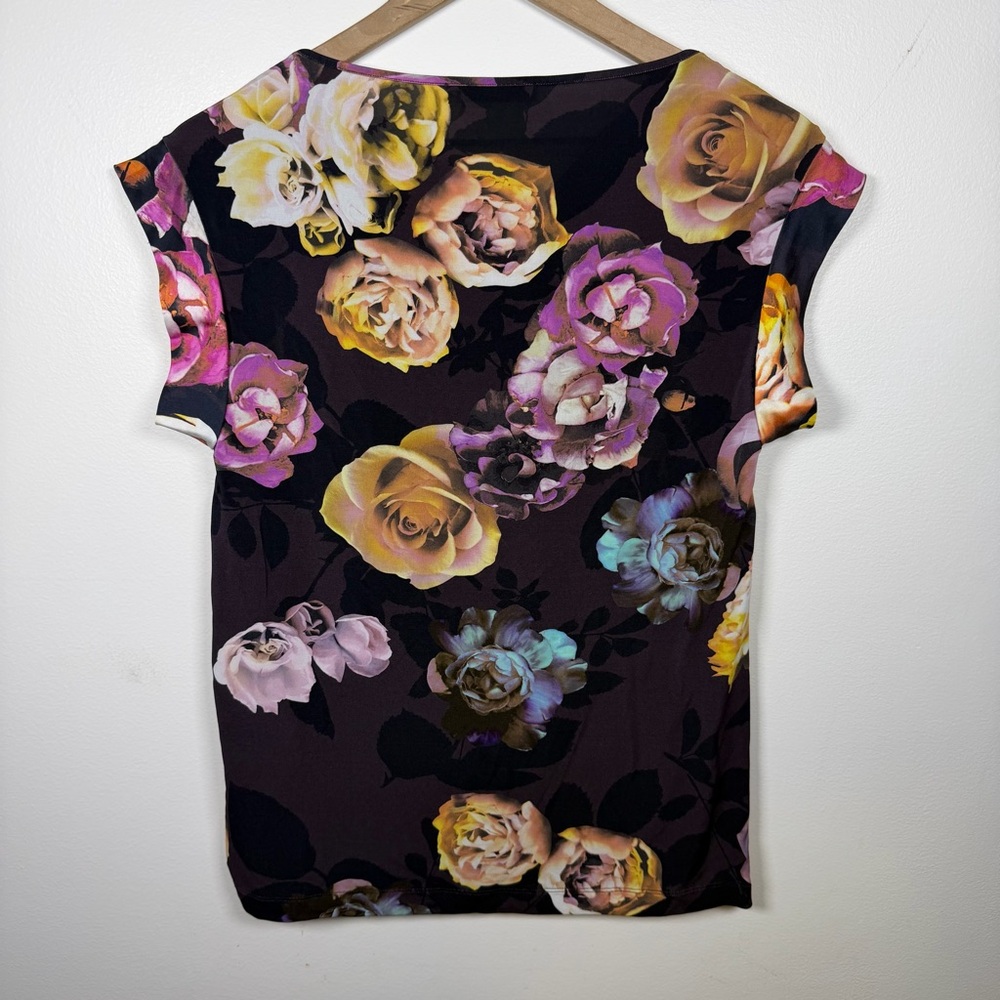 MaxMara Silk Blouse Floral Drape Neck Spring Womens Size M Office Quiet Luxury - Picture 5 of 7